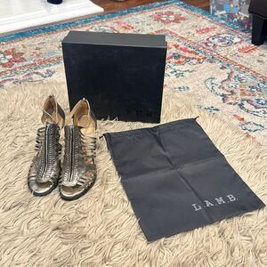 LAMB Gwen Stefani Kamy Gunmetal leather heels size 8.5